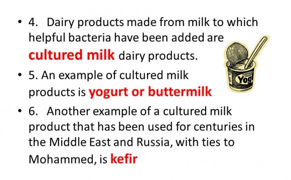 Dairy products made from milk