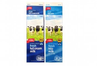 The contaminated products include one litre cartons of Coles brand WA Fresh Hilo Milk, 98 per cent fat free, and one litre cartons of Coles brand WA Fresh Hilo Milk, full cream